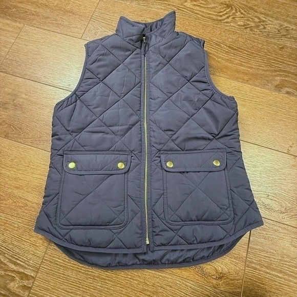 J.CREW Jackets & Blazers - J. Crew Factory Women's Quilted Vest, Navy Blue/Gold NWT Size S Fall/Winter
